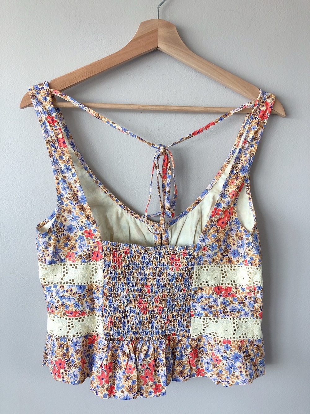 Free People Kiana lace printed tank top medium floral shirt - Picture 8 of 15